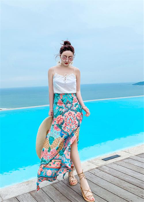 开叉的包裙怎么穿,中长包裙穿搭高级感