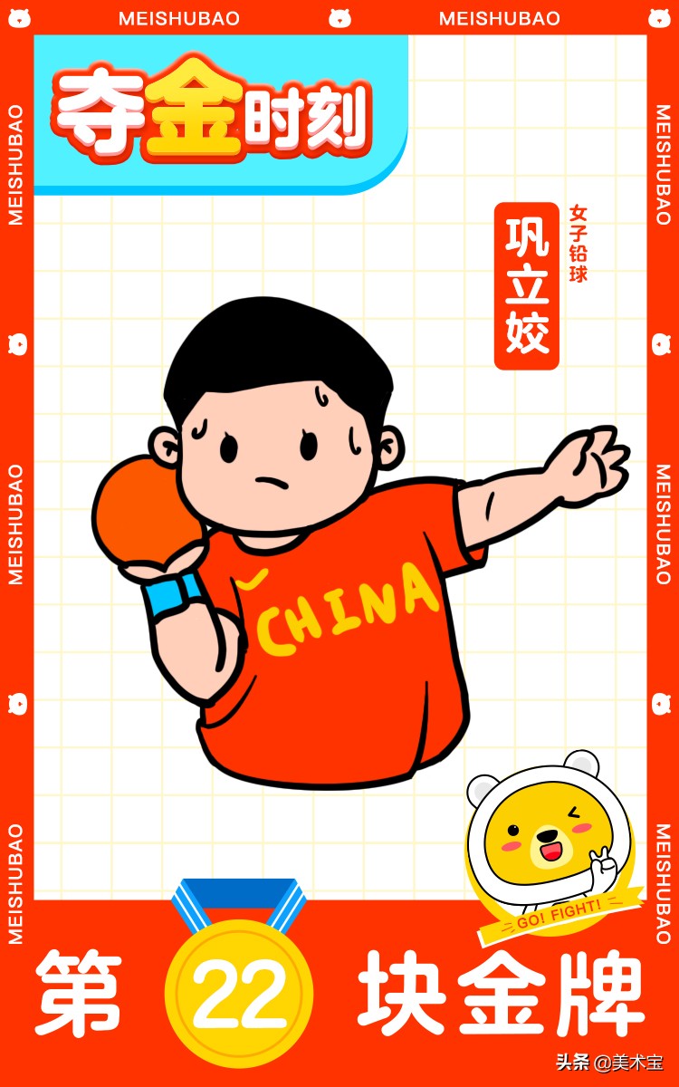 美术宝|可可爱爱!带小朋友手绘奥运冠军,为伟大祖国喝彩