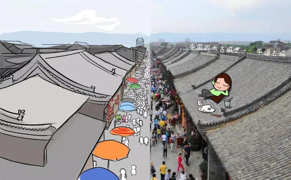 山西太山景区图片手绘,山西旅行景点手绘图