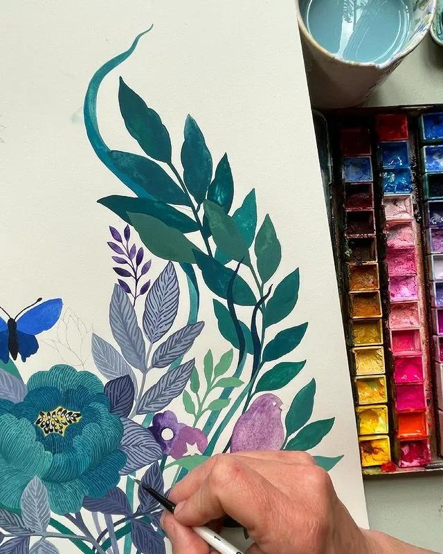 水彩渲染画建筑效果图,水彩平涂画