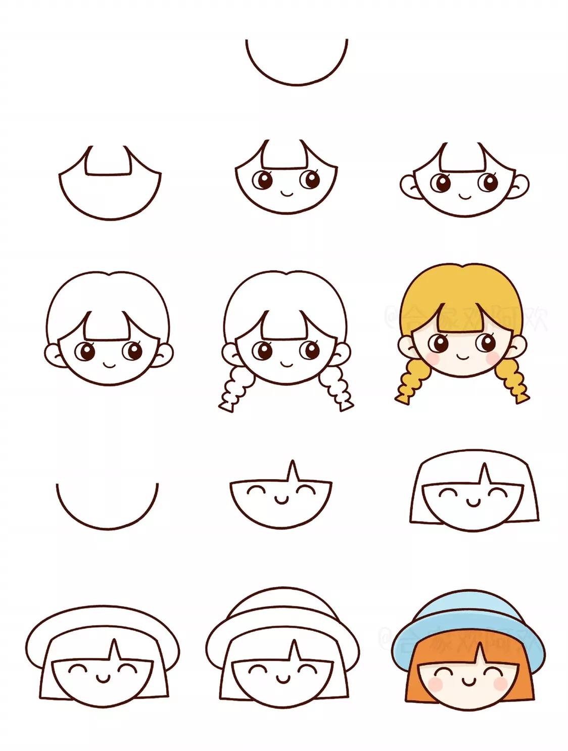 10000种可爱图案简笔画小人,在思考的小人怎么画儿童简笔画