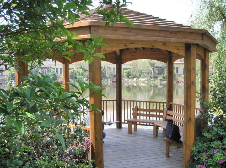 承德防腐木仿古六角凉亭多少钱,保定防腐木仿古六角凉亭多少钱