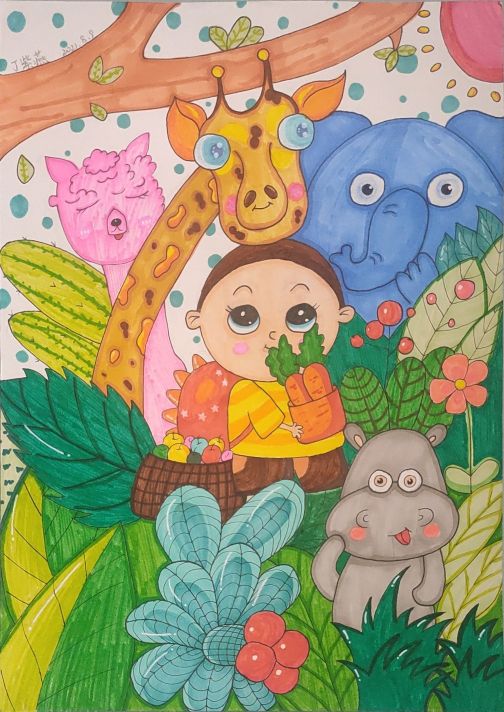 暑假儿童画一年级作品,儿童画合集