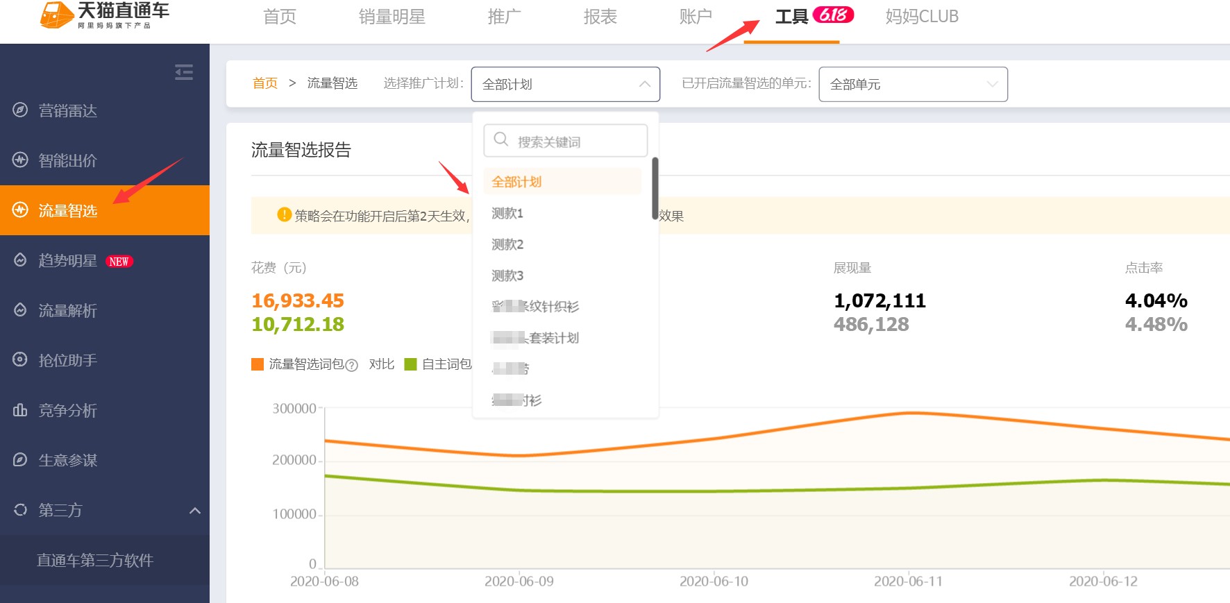 直通车流量智选词包怎么设置,直通车流量智选包怎么展现少