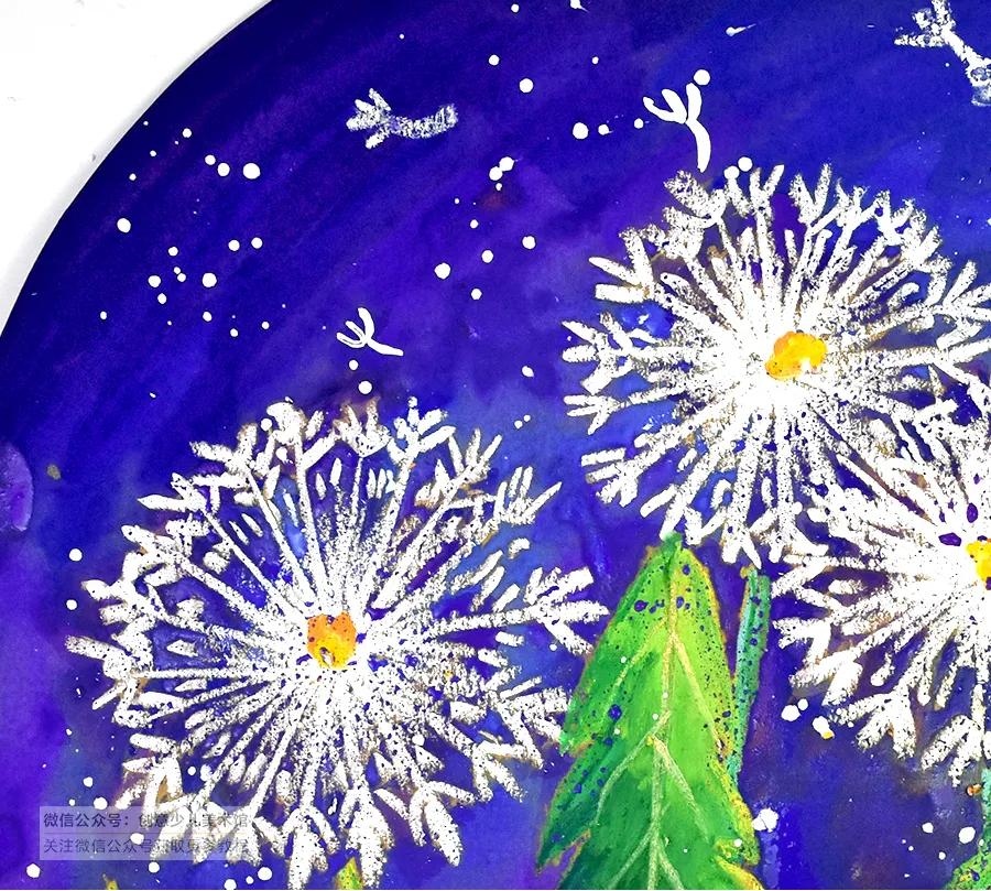 儿童画教程｜油水分离趣味课程《飞呀飞呀，毛茸茸的蒲公英》