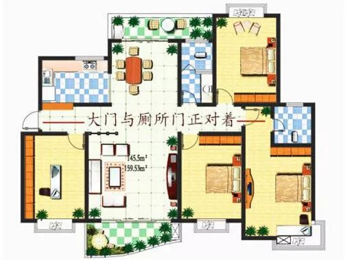入户门正对卫生间门挂珠帘有用吗,入户门正对卫生间门怎么挂葫芦