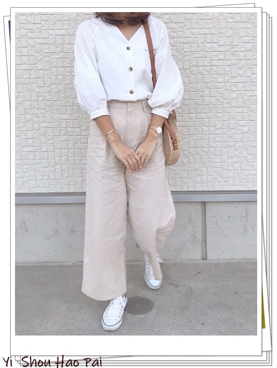 夏季亚麻宽松洋气7分裤,亚麻棉牛仔直筒裤穿搭