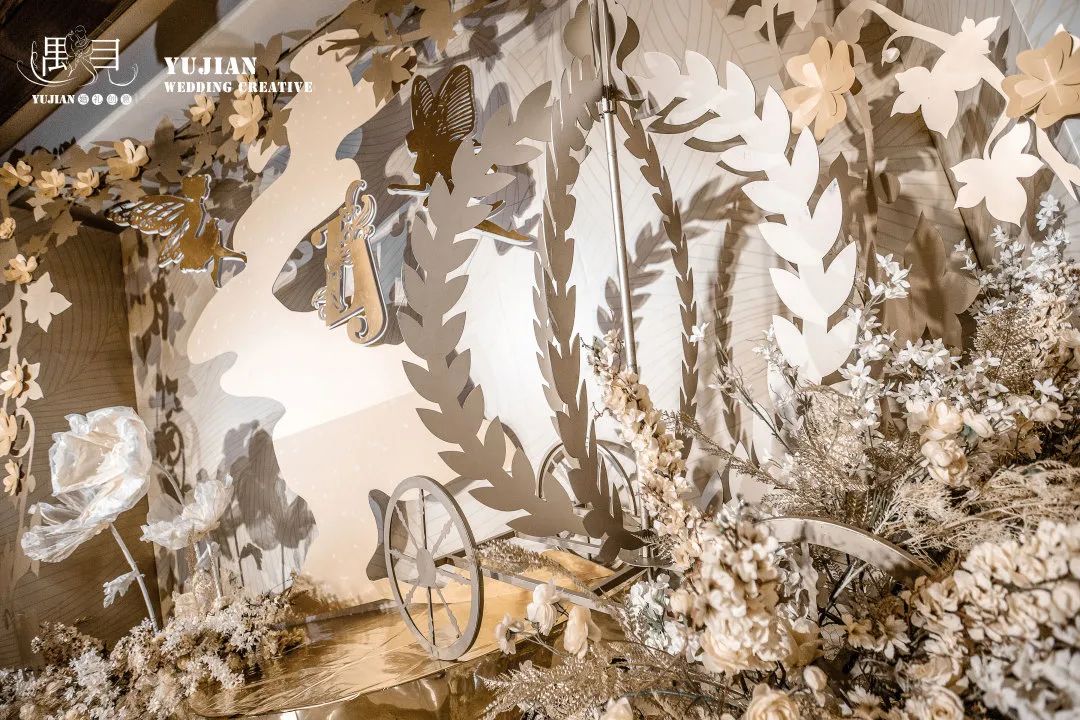 香槟色主题婚礼布置,香槟色婚礼桌椅布置