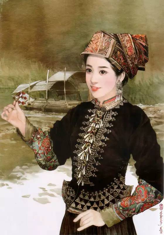 56个民族人物画,56个民族各具风韵白描人物画