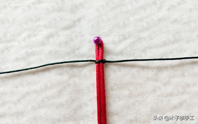 双向平结手链收尾串珠,花样平结串珠手链编织