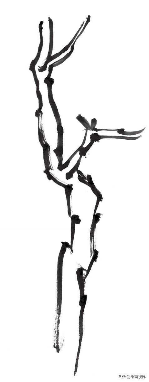 国画双钩树的画法入门,国画杂树与山石的画法图片