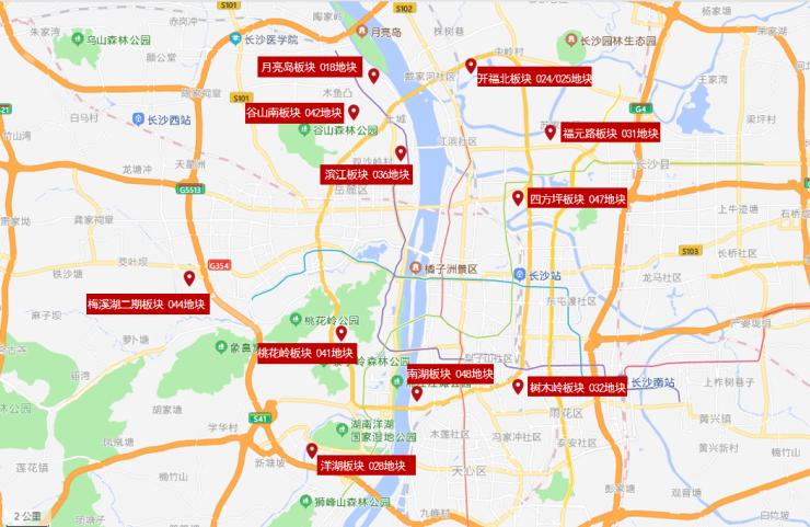 长沙第三次土拍地块位置图,长沙集中土地拍卖