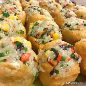 米饭加入豆泡里，做成客家糯米豆腐酿，好吃的很，方法在这拿走吧