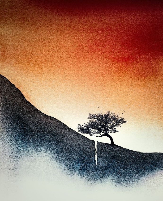 禅悟人生绘画作品,极简禅意绘画作品