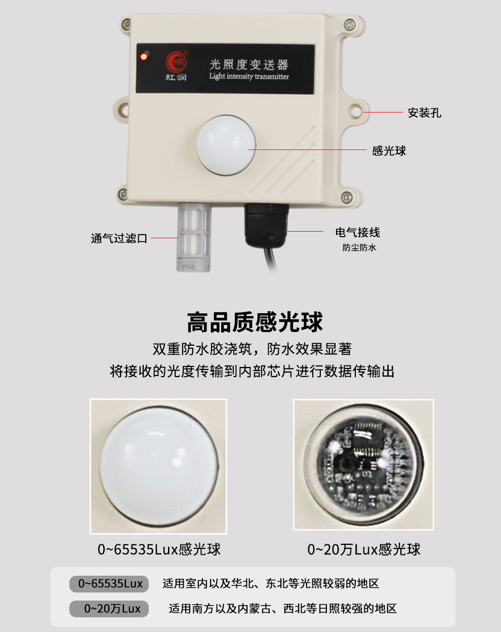 虹润光照度传感器,虹润土壤传感器