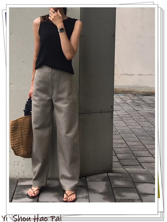 优衣库高腰阔腿直筒裤穿搭,优衣库的高腰宽腿裤