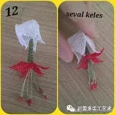 只是用针穿上了线不断绕圈打结,做出来的仿真花竟然比钩的还好看