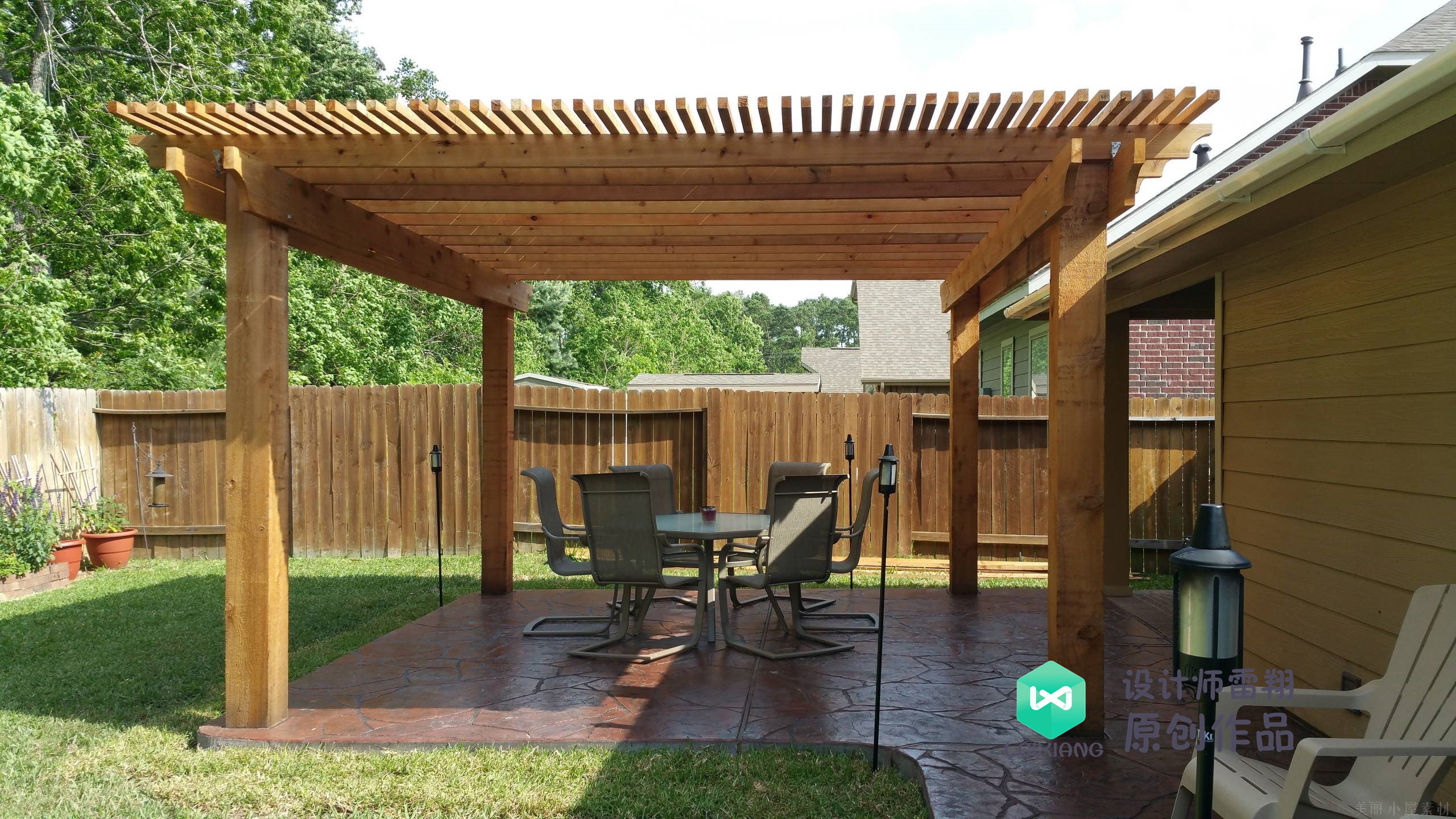 庭院防腐木颜色搭配效果图,庭院怎么铺装防腐木