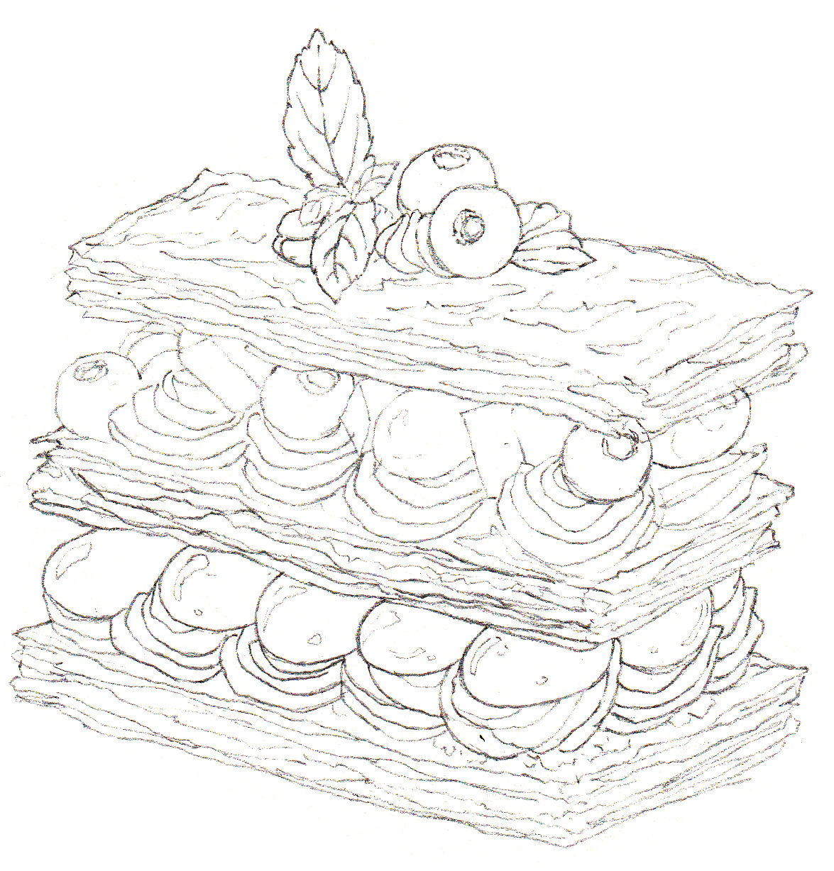 水彩葡萄蛋糕画法,水彩精致甜品教程