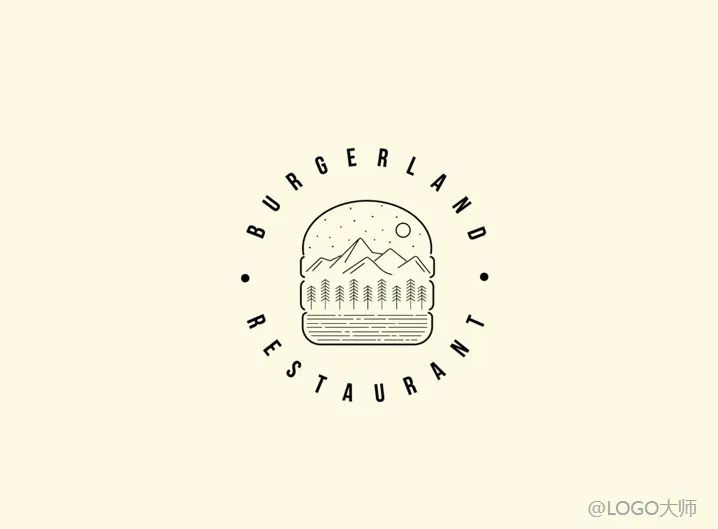 汉堡logo背景设计效果图,汉堡LOGO设计