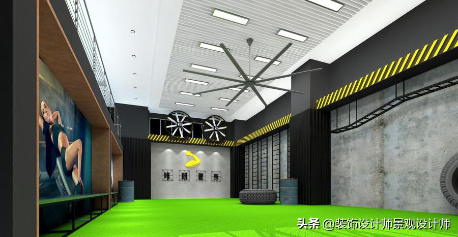 公司健身房设计效果图,书房健身房二合一设计效果图