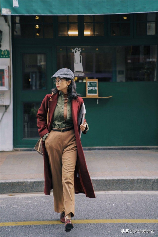 三木高领毛衣搭配,时尚博主三木秋冬搭配毛衣叠穿