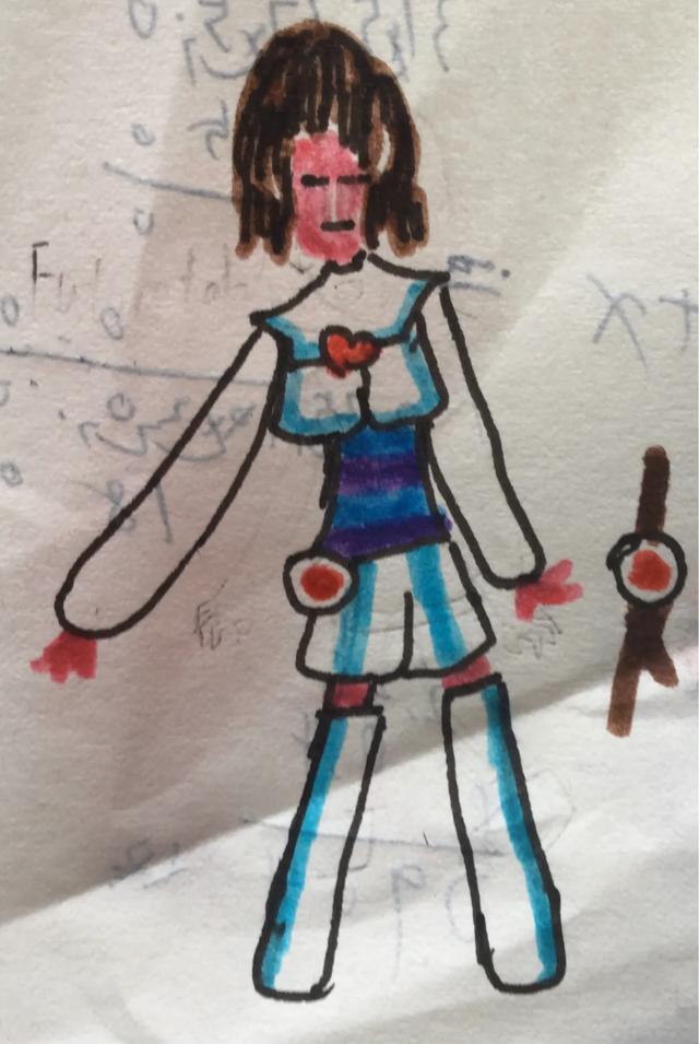 （作者手绘）各AU的Frisk，猜猜是哪些AU的（可能有些画的不好）