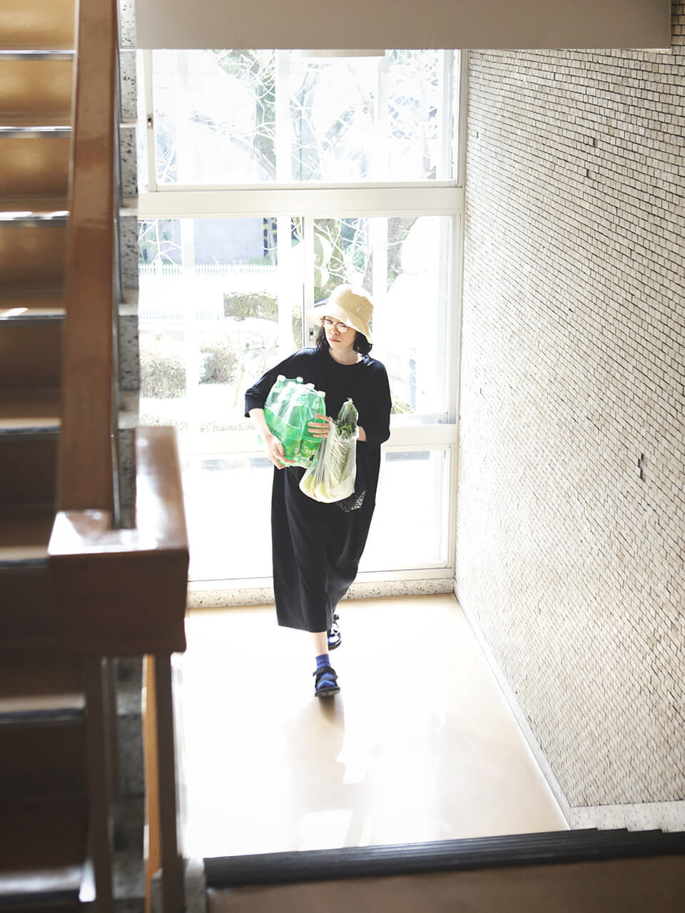 无印良品muji秋冬穿搭,muji无印良品v领长袖连衣裙