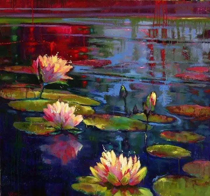 莫奈的睡莲紫色,莫奈睡莲和梵高睡莲