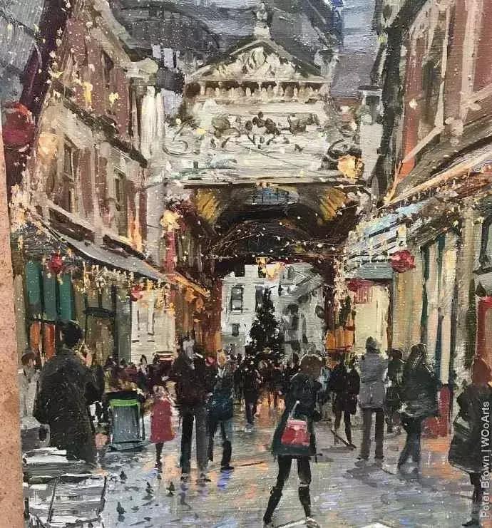 欧洲油画秋日街景,peterbrown油画从哪里买