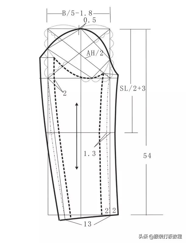 摆长裙完美身形深V字领裁剪教程
