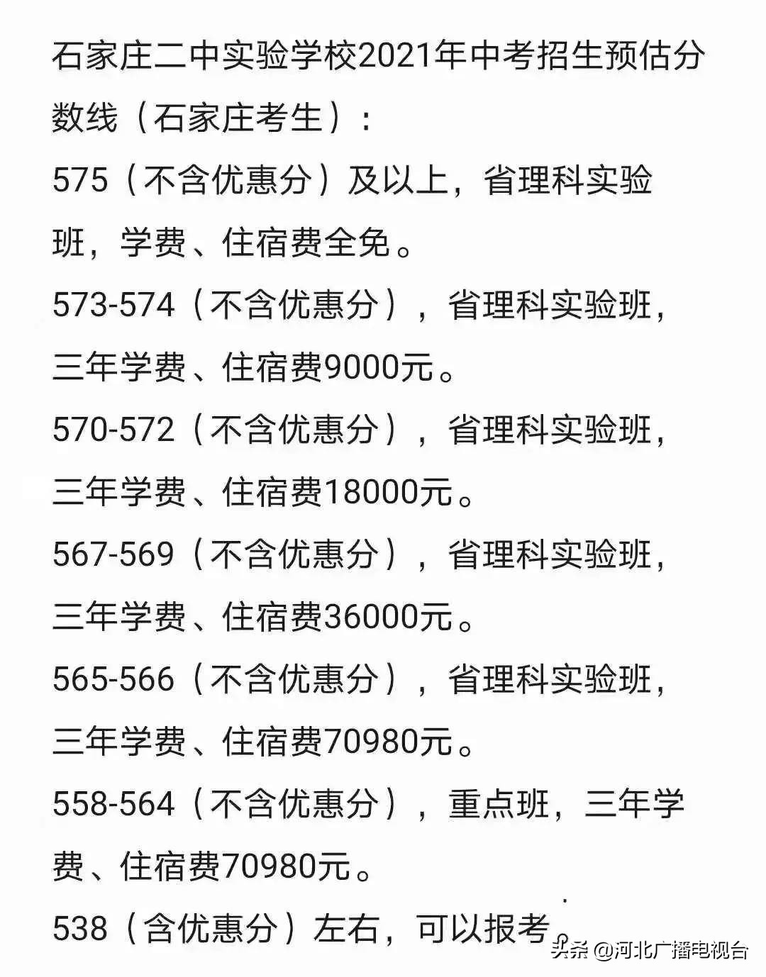 石家庄一中和二中,石家庄一中东校区初中录取标准
