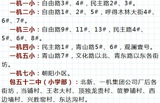 包头学区划分一览表,包头青山区二机二中学区划分