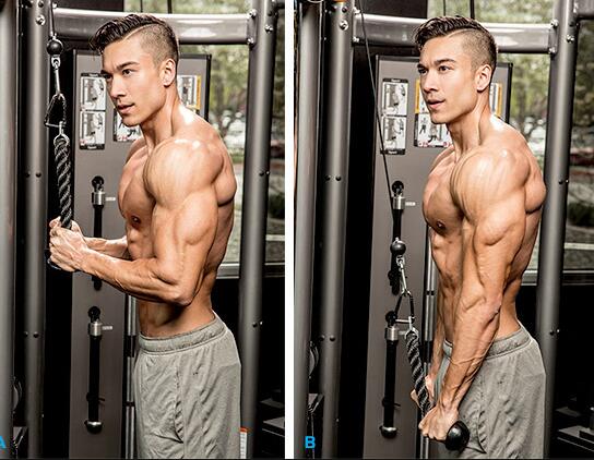 绳索拉力器下拉动作要领,站立式脚蹬拉力器的正确锻炼方法