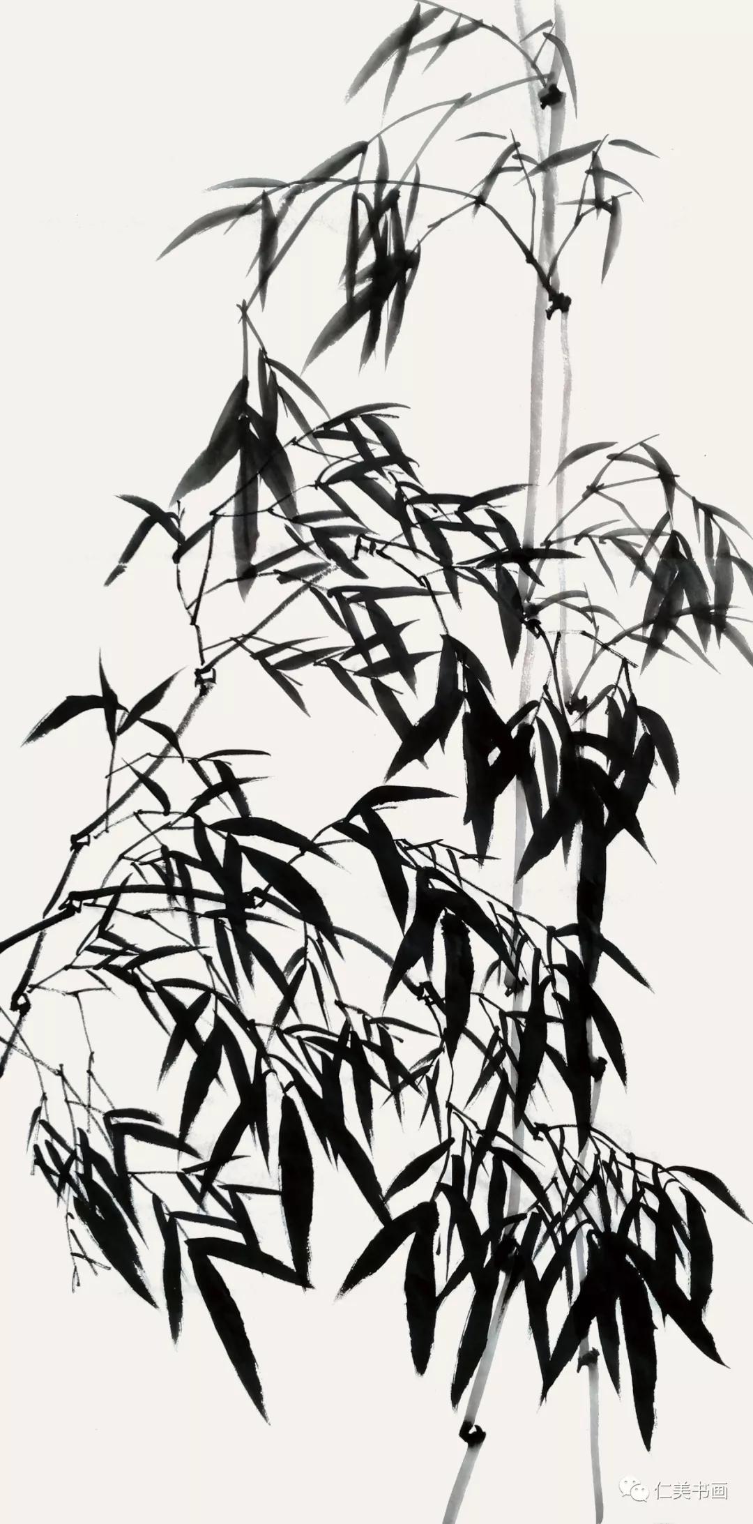 大师示范竹子竹叶的画法,一分钟教你竹叶的四种画法