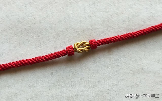 四股玉米结手链无痕收尾,玉米红石榴石手链的编法