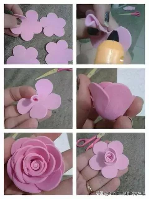 不织布手工花朵diy图册,制作不织布diy手工小花