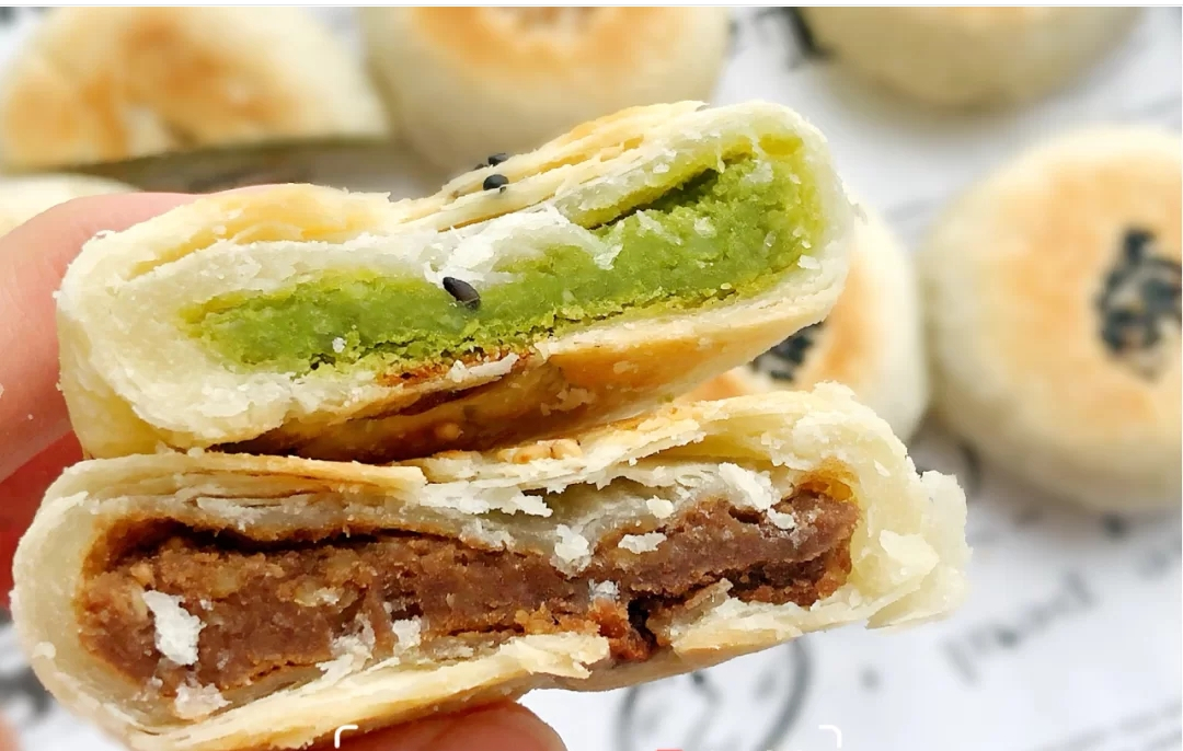 不用烤箱酥皮绿豆饼简易版,自制绿豆饼不用烤箱空气炸锅