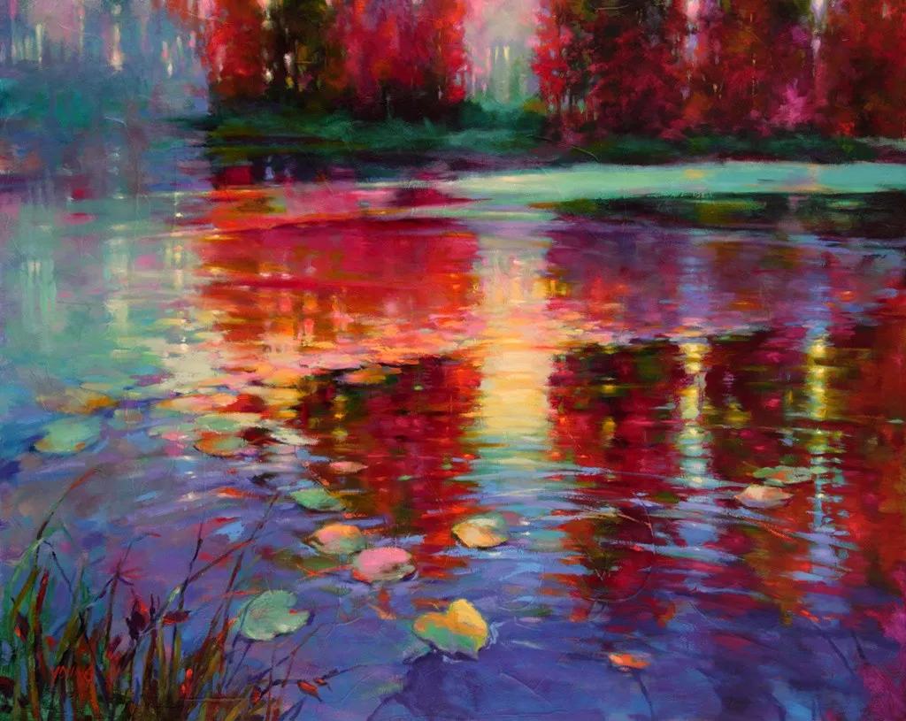 莫奈的睡莲紫色,莫奈睡莲和梵高睡莲