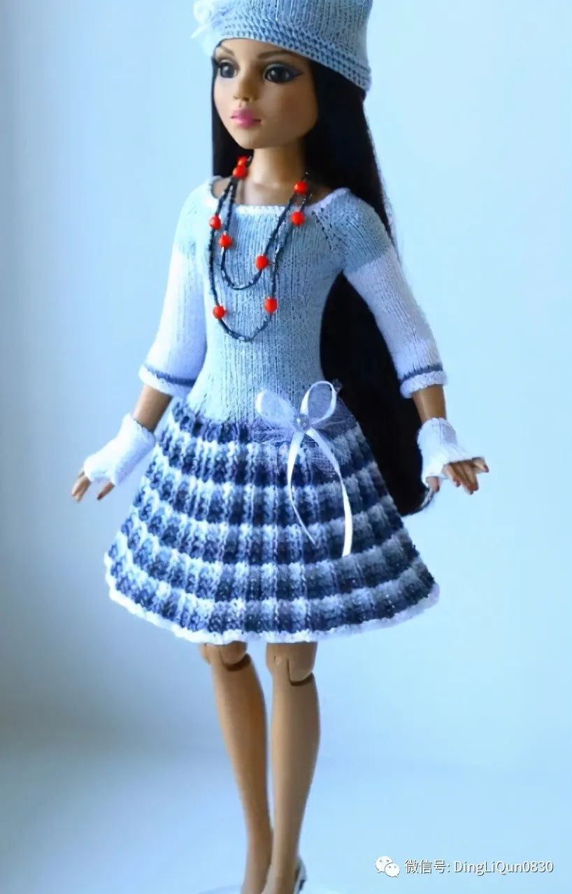 毛线编织芭比娃娃连衣裙图解,手工编织娃娃裙