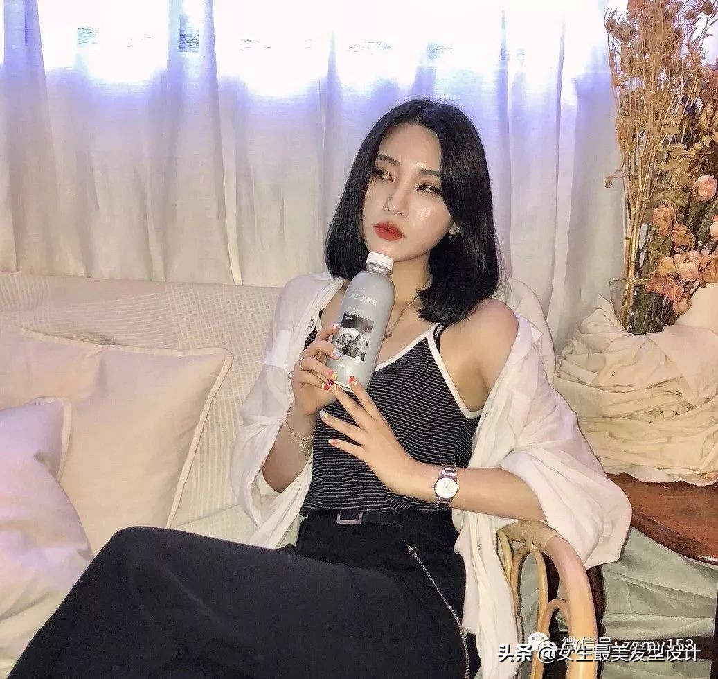 齐肩短发100种造型,冷茶色齐肩短发发型