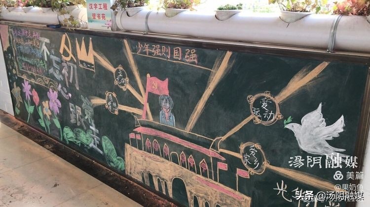 童心向党100周年主题板报图片,童心向党喜迎建党百年的黑板报