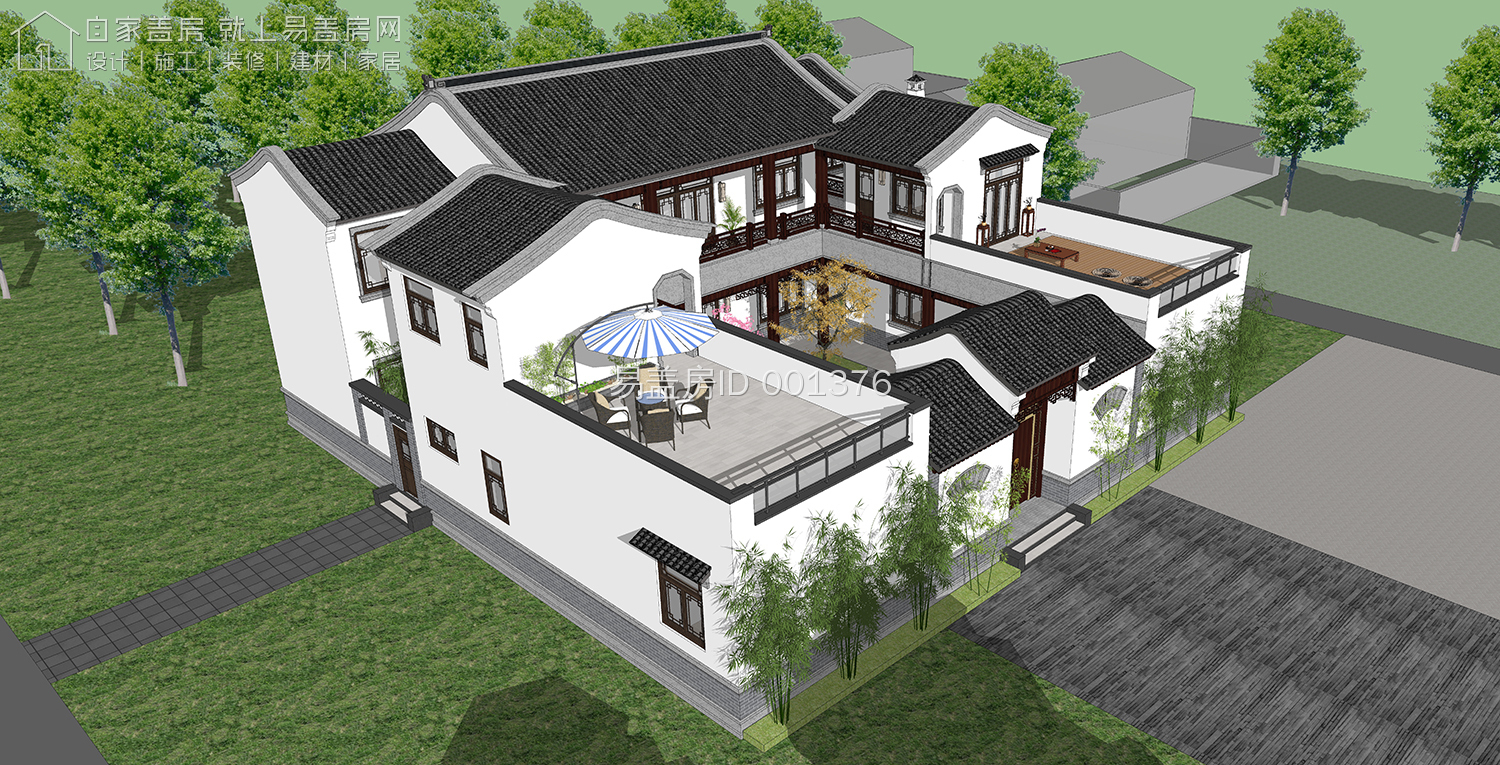 最牛中式四合院设计图及效果图,中式二层四合院永不过时