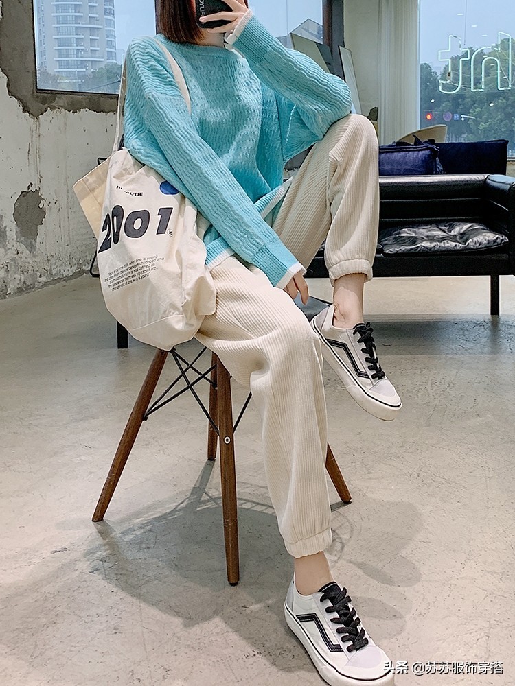 雪尼尔束脚裤正品女冬季加绒,雪尼尔休闲裤灯芯绒女裤