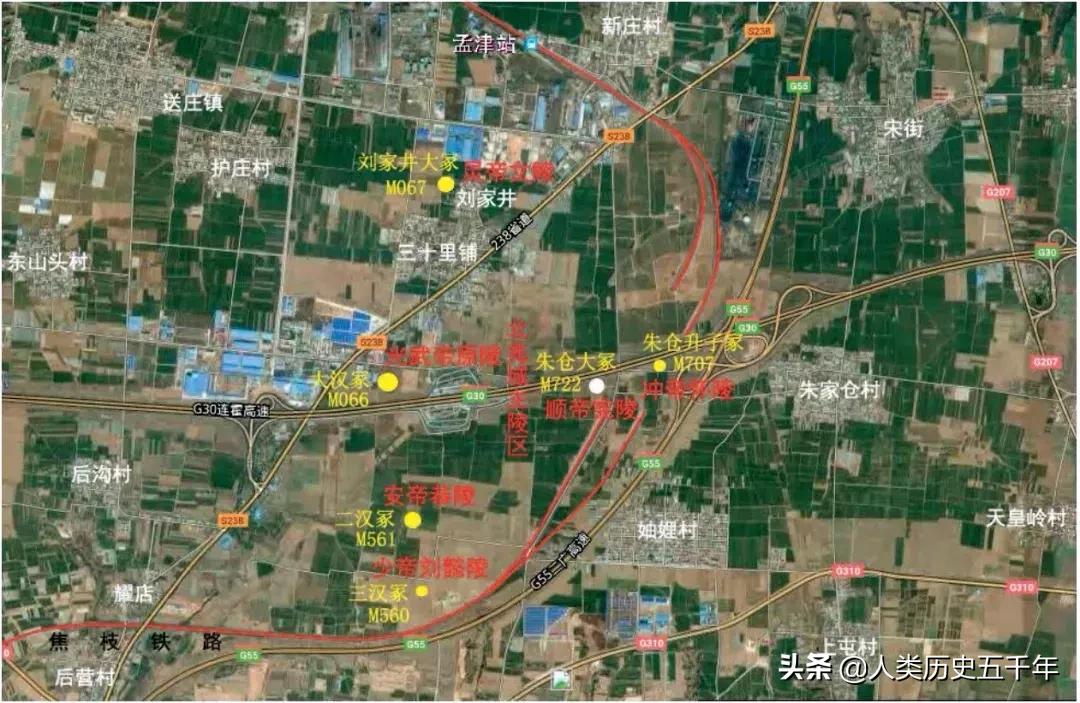 东汉帝陵风水布局,洛阳东汉帝陵规划图