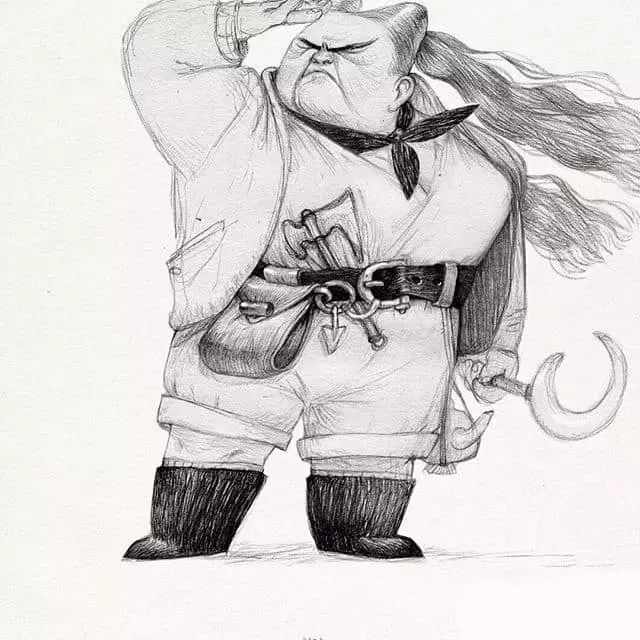 画动漫人物黑白插画素描,看似荒诞而有创意的素描插画