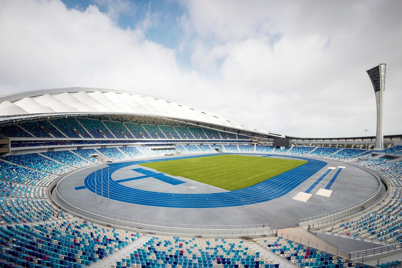 海口五源河体育场内场效果,海口五源河体育中心内部图