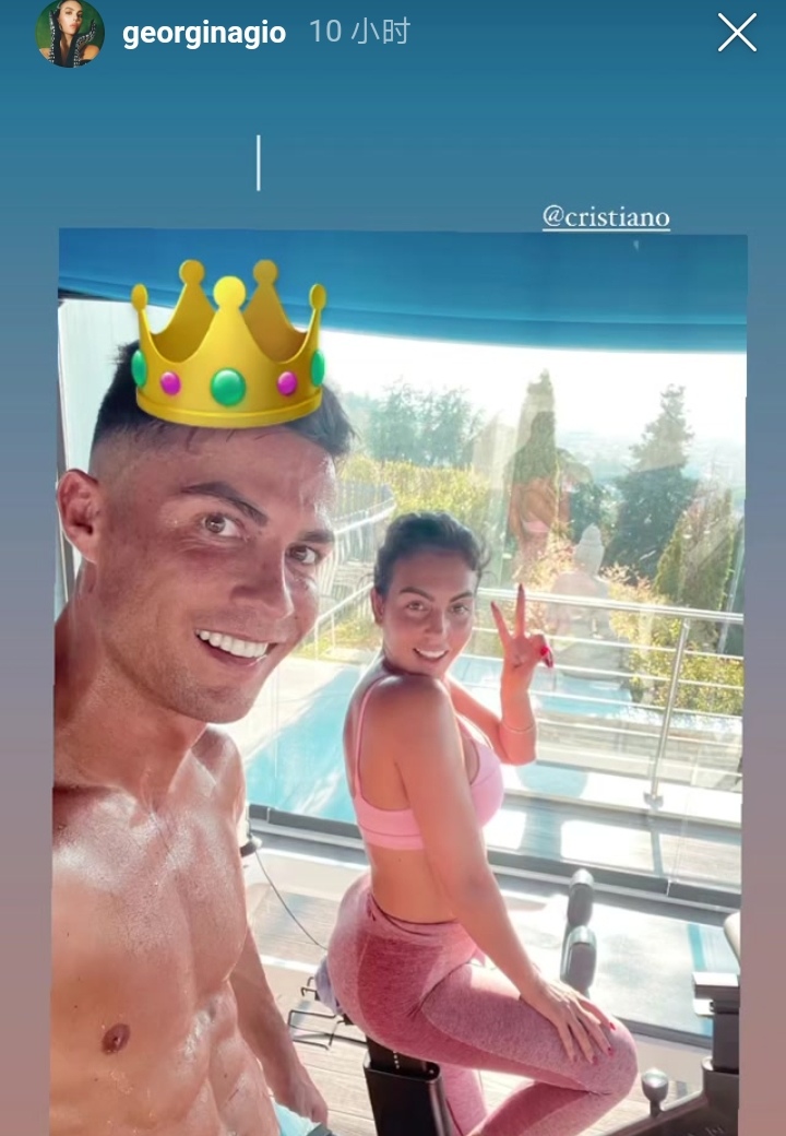 乔妹晒与C罗健身合照，俩人完美身材抢镜，总裁完全无视转会流言