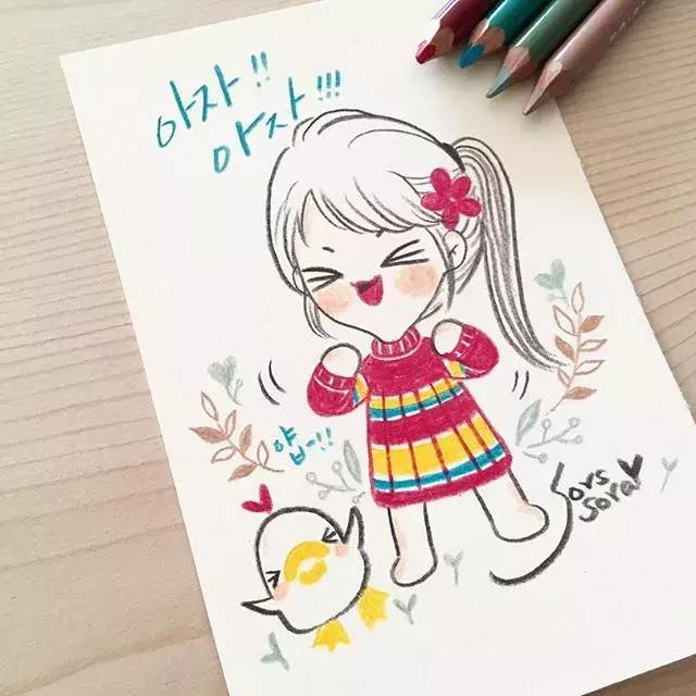 哈士奇的简笔画图片用彩铅画的,儿童彩铅简笔画6-12岁美观小人