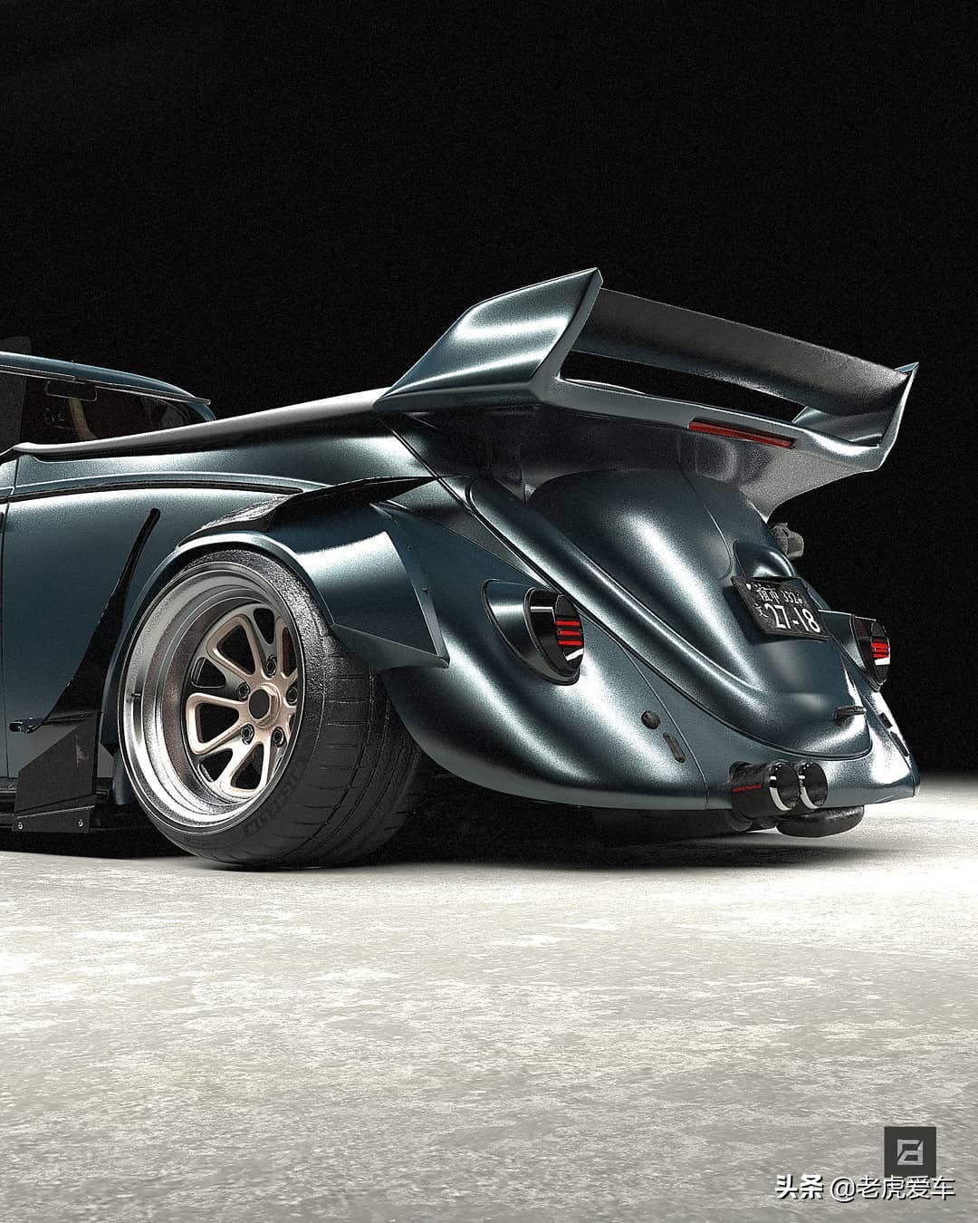 大众甲壳虫，RWB改装渲染，像极了保时捷911GT3